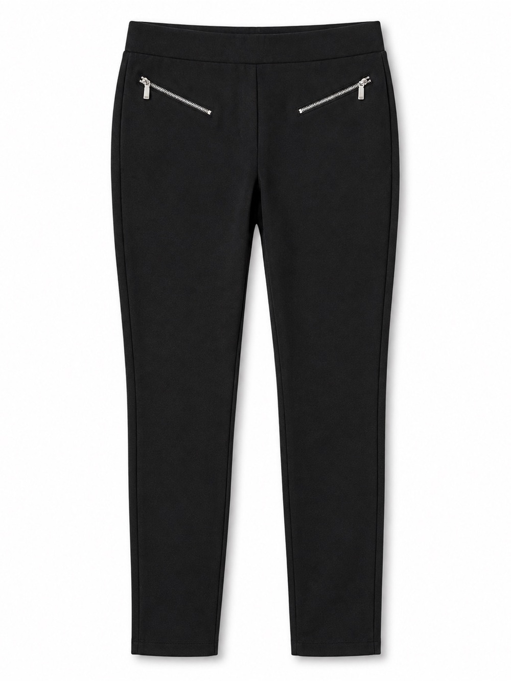 A New Day Target Black Ponte Skinny Pants Silver Zip Pockets Size L